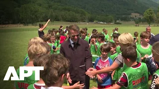 WATCH Macron Joins Children on Rugby Pitch During Pyrenees Visit APT
