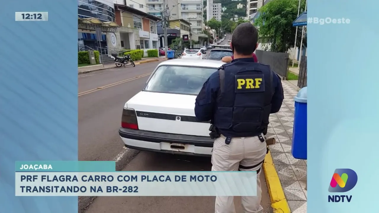 Joaçaba: PRF flagra carro com placa de moto transitando na BR-282