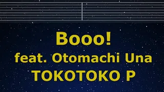 Karaoke♬ Booo! feat. Otomachi Una - TOKOTOKO P 【No Guide Melody】 Instrumental, Lyric Romanized