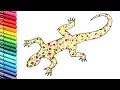 How to Draw a Colorfull Lizard Color Pages for Kids Learning Colors