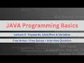 Java Tutorial Keywords Identifiers Variables with Notes Lecture 5 complete Placement course