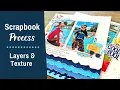 Add Layers Texture to a Pool or Beach Themed Summer Layout Double Page Scrapbooking Idea