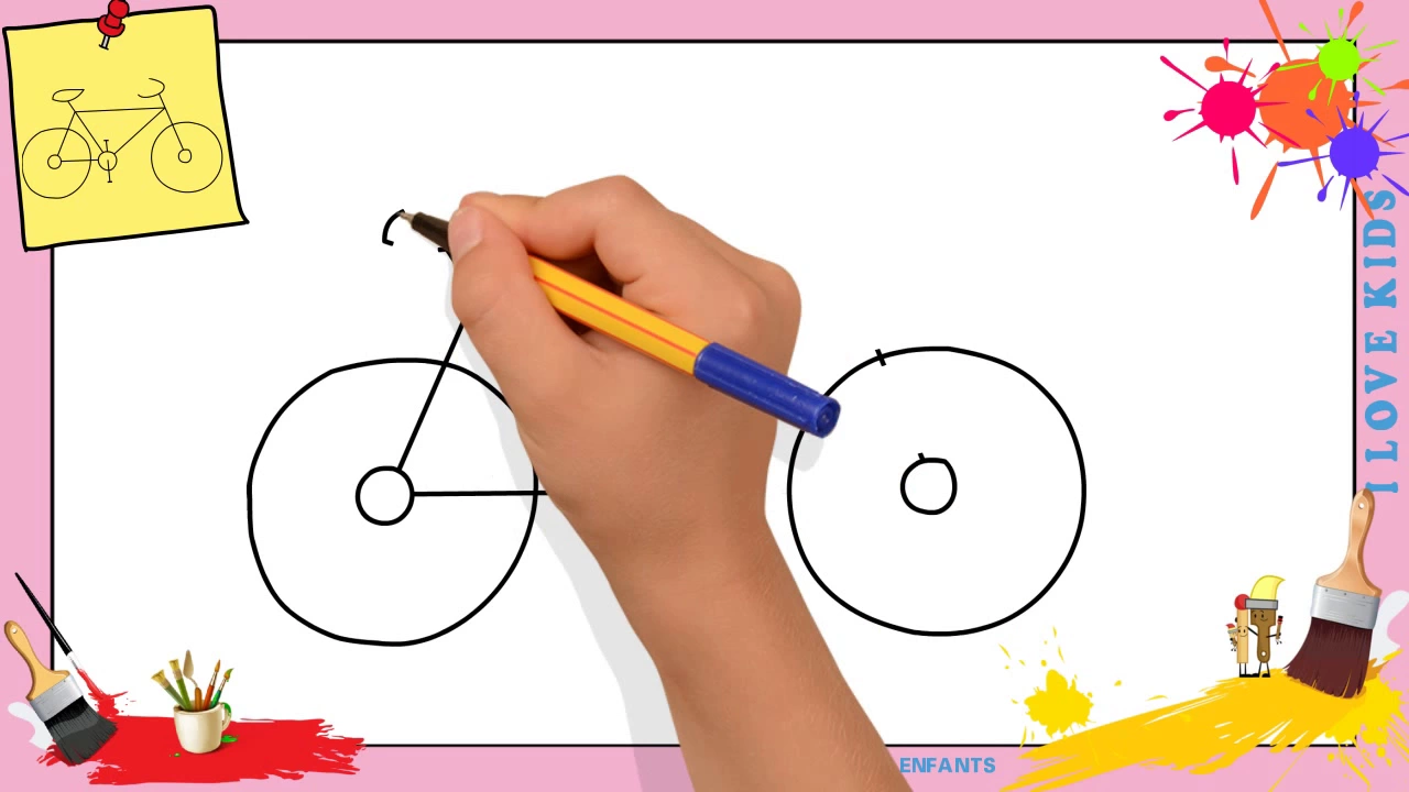 Dessin vélo 3 - Comment dessiner un vélo FACILEMENT etape par etape pour ENFANTS