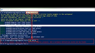 ng serve The serve command requires to be run in an Angular project definition not be found