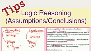 Logic Reasoning Assumptions and Conclusions explained in simplest way Civil Service Exam VERBAL