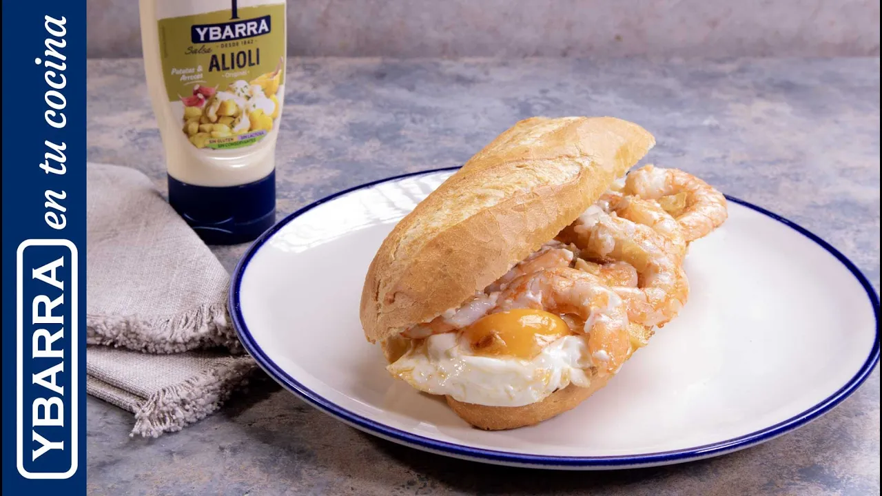 Recetas de Cocina Ybarra — Bocadillo de Langostinos al Ajillo y Huevo Frito (YouTube video ad)