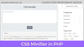 CSS Minifier PHP Script with Code Highlighter Bankaddress