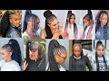 Extremely Stylish Unique Updo Ponytail Braids Hairstyles for Black Women Shuku Ghana Braids Styles
