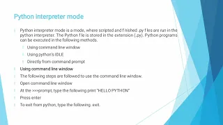 Unit 1 Introduction to python programming Python interpreter and interactive mode
