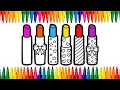 Colorful Lipsticks Learn Colors for Kids Easy Coloring Fun