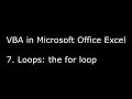 VBA in Microsoft Excel - 7 Loops the for loop