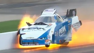 John Force has a HUGE crash in Chicago during qualifying