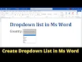 How to create and edit drop down list in Ms Word
