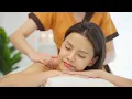 Asian young woman feeling happy and relax during Massage
