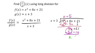 Dividing Polynomials with Long Division from Function Notation an Example