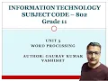 Grade XI Information Technology 802 Code Unit 3 Part 4