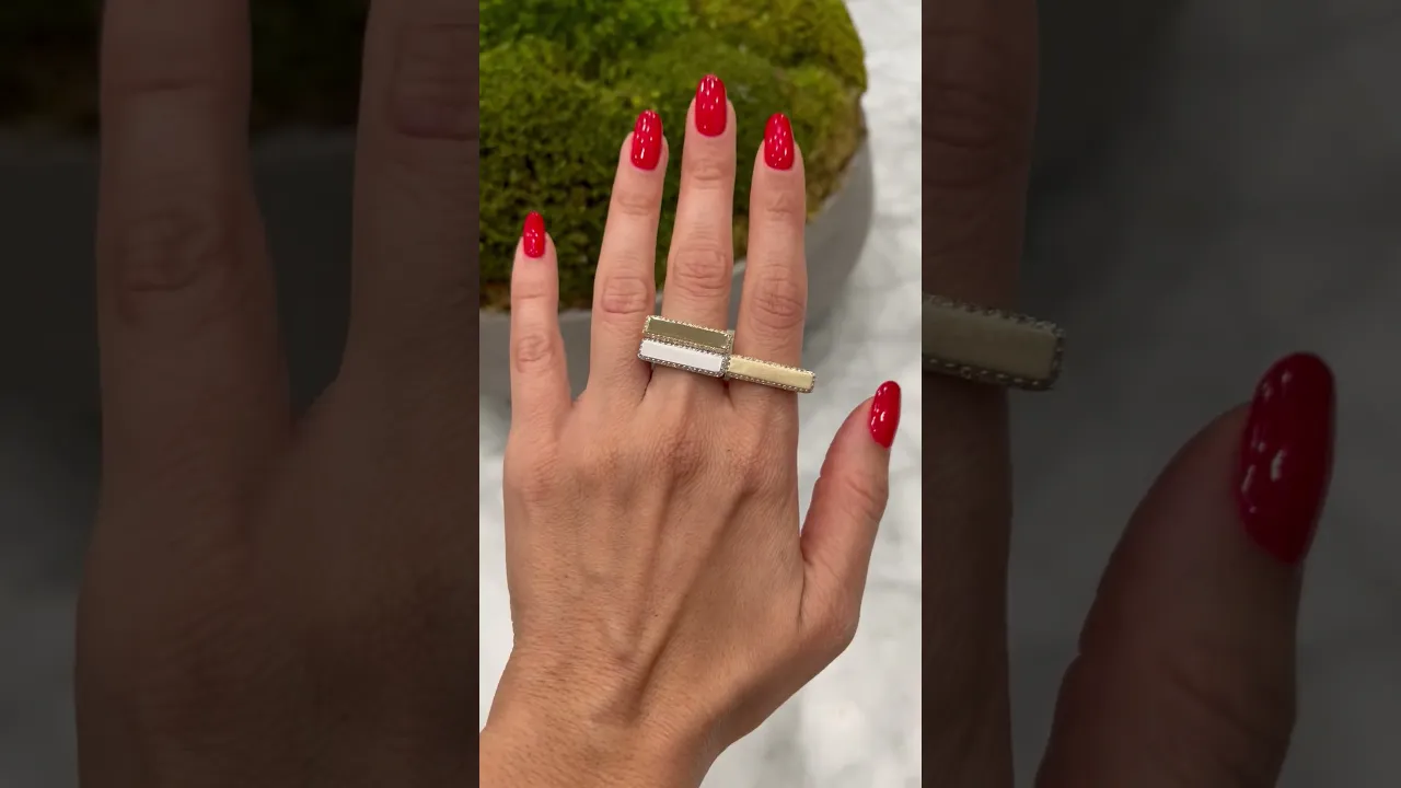 14K Gold Diamond Bar Ring