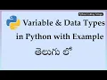 Python Data Types and Variables in Telugu Python Tutorial in Telugu Technical Srikanth