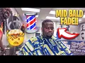 Mid bald fade with goatee line-up by Barber Shop Black