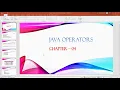 Java Operators IO statements - Part 2