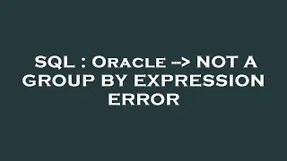 SQL Oracle -