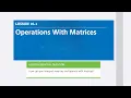 Operations with Matrices Lesson 10-1