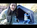 겨울 장박, 에어텐트 두 동 연결해서 넓고 쾌적하게ㅣ장박 세팅, 남편과 함께ㅣ화목난로 바꾸니 좋지만 쉽지 않네ㅣ춥고 배고프고 힘들었기에 감자탕\u0026소맥 캠핑 역대급 꿀맛
