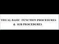 Function procedures sub procedures in visual basic