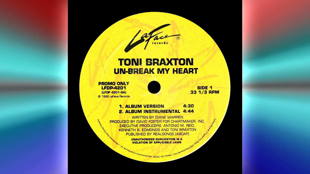 Toni Braxton - Un-Break My Heart (Album Instrumental  - Official Audio) [Vinyl Version]