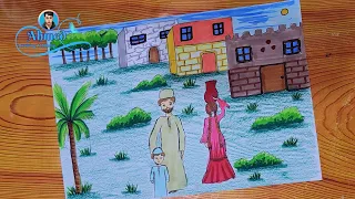 رسم الريف رسم قريه رسم مشهد من حياتنا اليومية رسم حياة الريف رسم منظر ريفي 5 