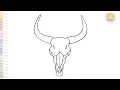 Bull head skull drawing easy Science diagrams How to draw A Bull skull step by step