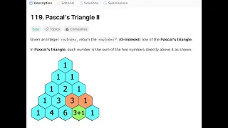 Leetcode 119 Pascal s Triangle II Java Solution 16th Oct 2023