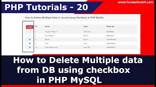 How to Delete Multiple data from database using checkbox in PHP MySQL PHP Tutorials - 20