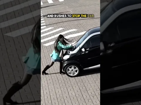 This lady tries everything to stop this car but still 😔