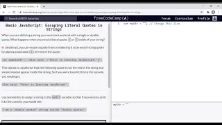 24 - Learn Basic JavaScript Escaping Literal Quotes in Strings