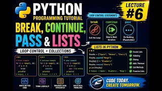 Python Programming Tutorial break continue pass Lists in Python