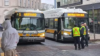 MBTA XE40 on the 71 at Harvard during its first day of service