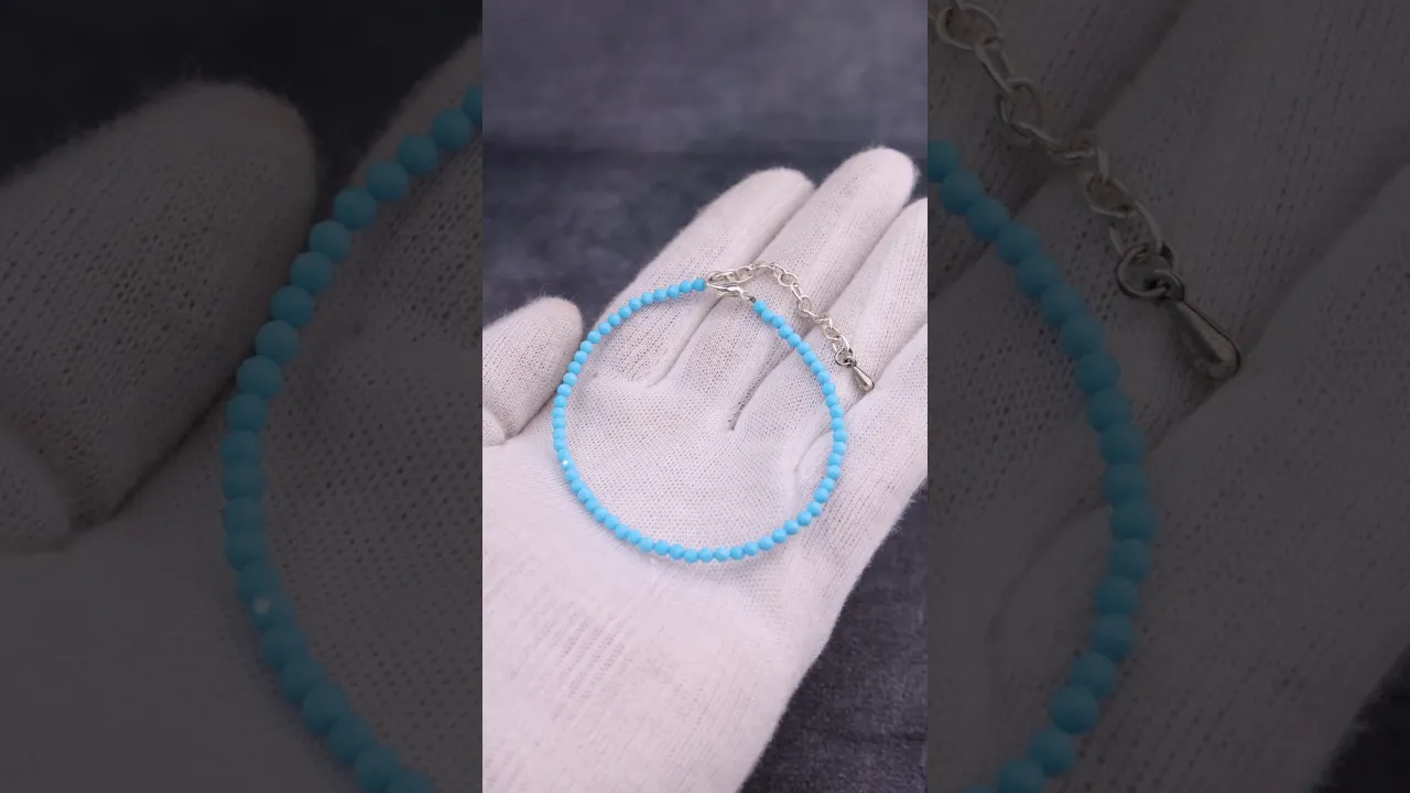 Natural Turquoise Diamond Cut Anklet for Protection, Good Fortune & Positive Energy