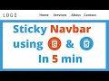 Sticky Header Navbar using only HTML CSS l Fixed Navigation Bar to Top on Scroll