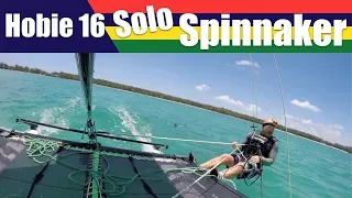 Hobie 16 Spinnaker Solo  First try in light wind light wind with commentary