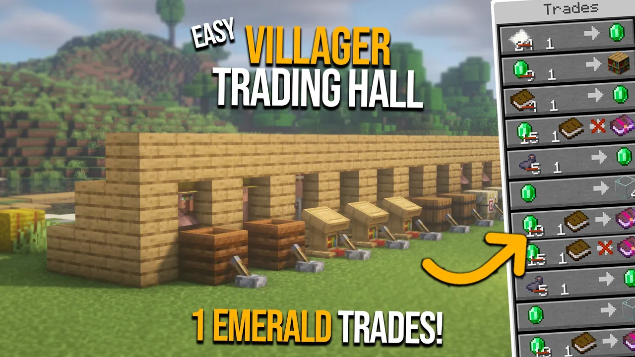 EASIEST Villager Trading Hall | ALL TRADES 1 EMERALD!