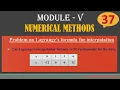 Problem Lagrange s formula for interpolation Numerical Methods 18MAT21