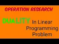 Duality in Lpp linear programming problem Operation Research Lecture 8