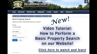 How to perform a Basic Property Search on the Hillsborough County Property Appraiser Website