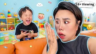 Naughty baby teases mom with phone #cutebaby #funnykids #DailyLife #toddler #family