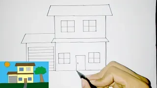 cara menggambar rumah tingkat sederhana untuk anak