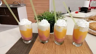 طريقة عمل عصير الثلاث طبقات المطعم مع الشيف محمد حامد 