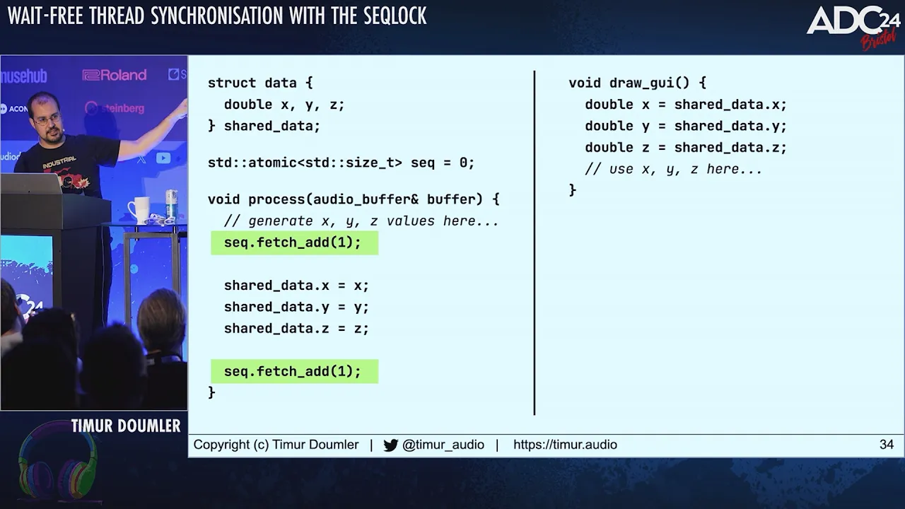 Wait-Free Thread Synchronisation With the SeqLock - Timur Doumler - ADC 2024