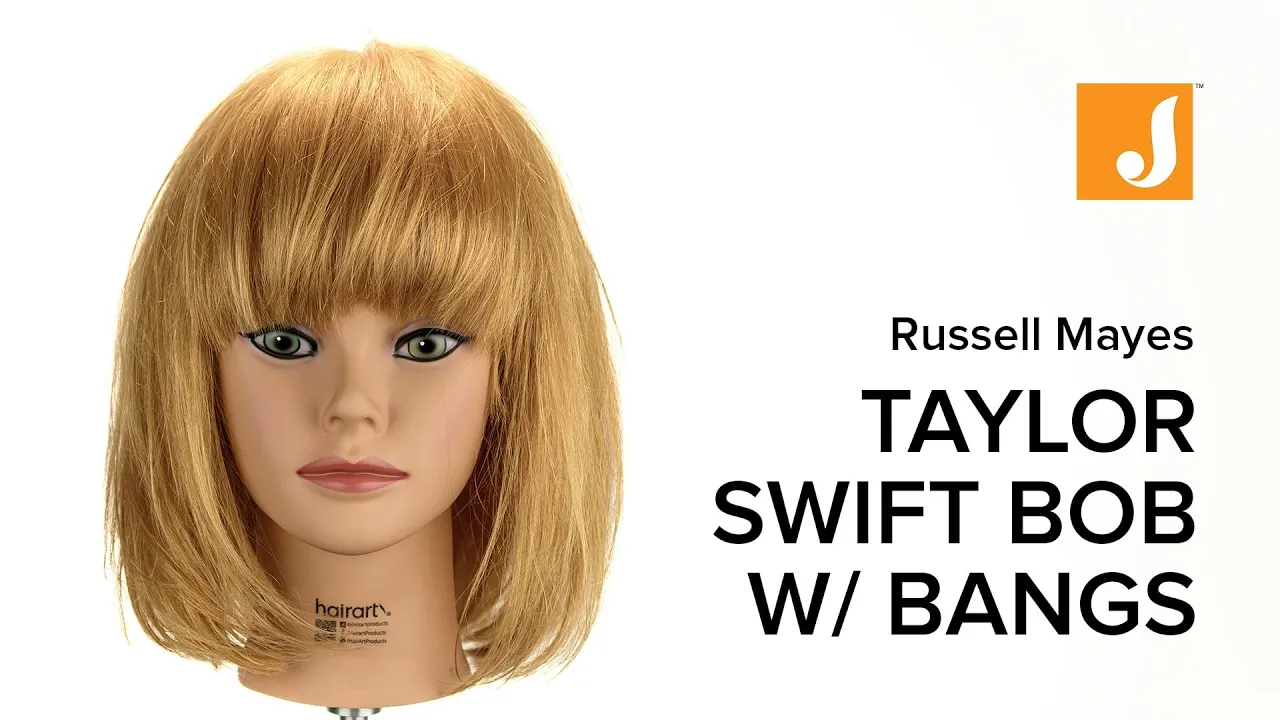 Bob Haircut Taylor Swift Style with Heavy Bangs