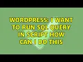 Wordpress I want to run Sql Query in script how can i do this
